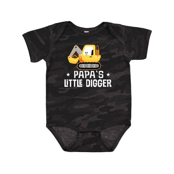 Inktastic Papa Little Digger Construction Truck Boys Baby Bodysuit