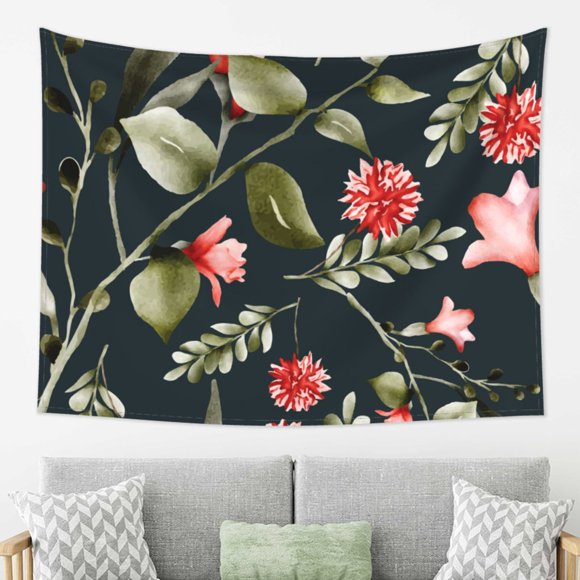 YFYANG Vintage Bohemian Floral Tapestry, Bedroom Dormitory Living Room Decoration Tapestrys Wall Hanging , 80 x 60 in