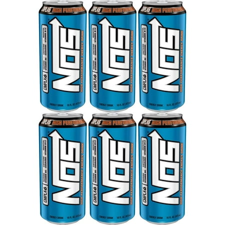 NOS High Performance Energy Drink, 16oz Can (Pack of 6, Total of 96 Fl Oz)