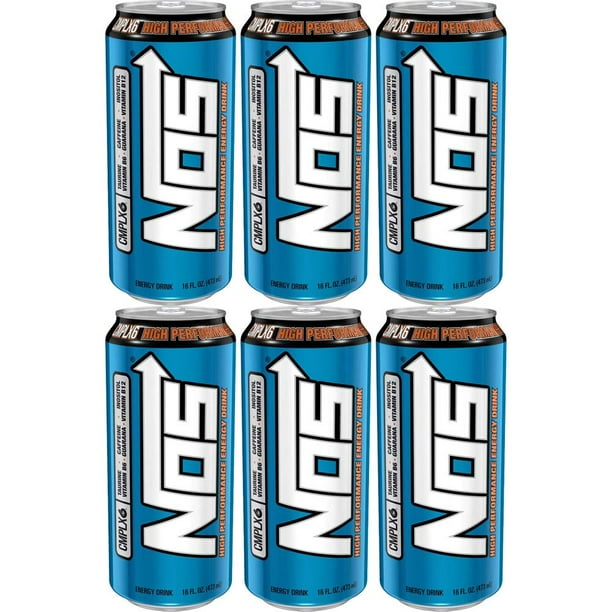 NOS High Performance Energy Drink, 16oz Can (Pack of 6, Total of 96 Fl