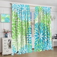 thumbnail image 4 of Blue Green Floral Curtains, Boho Dahlia Daisy Colorful Window Treatments for Living Room Bedroom Kitchen, Floral Seamless Pattern Curtain Set of 2, 52x84 Inch, 4 of 6