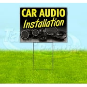 Car Audio Installation (18" x 24") Yard Sign, Includes Metal Step Stake