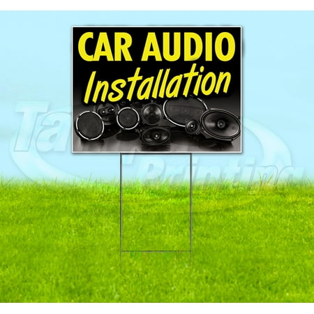 Car Audio Installation (18" x 24") Yard Sign, Includes Metal Step Stake