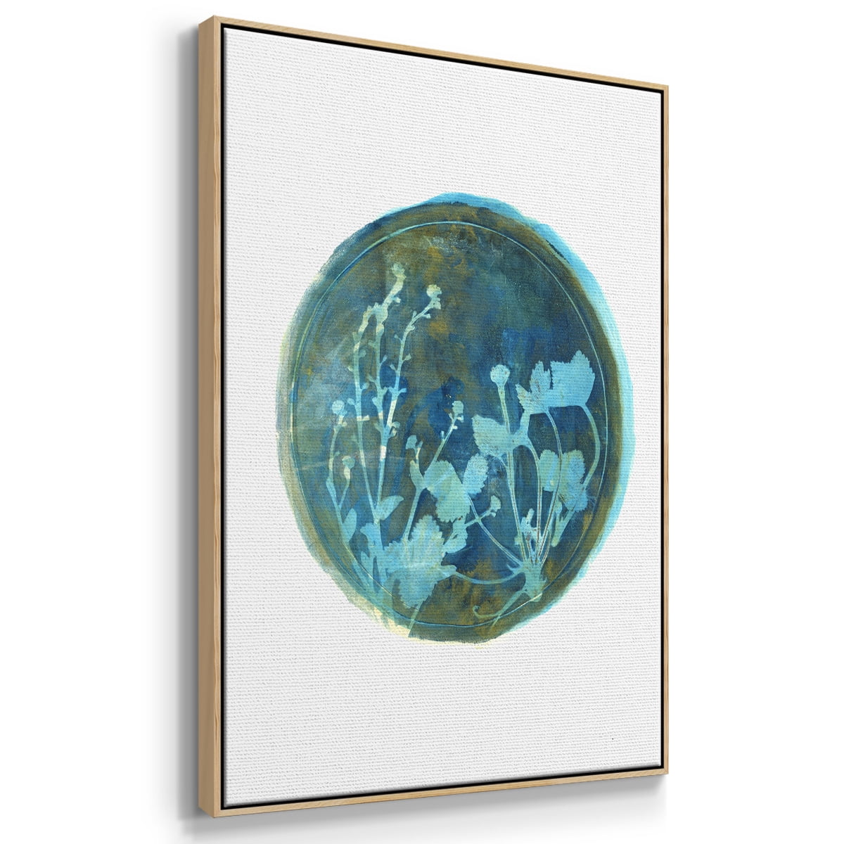 Strawberries and Forg I Framed Premium Gallery Wrapped Canvas - Ready to Hang - 27 x 41 - Natural Wood Floating Frame