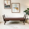 thumbnail image 2 of GZXS Mid Century Modern Upholstered Bench in Light Brown, 52" Tufted PU Leather Bench with Solid Wood Frame for Bedroom/Entryway/Foyer/Living Room, 2 of 8