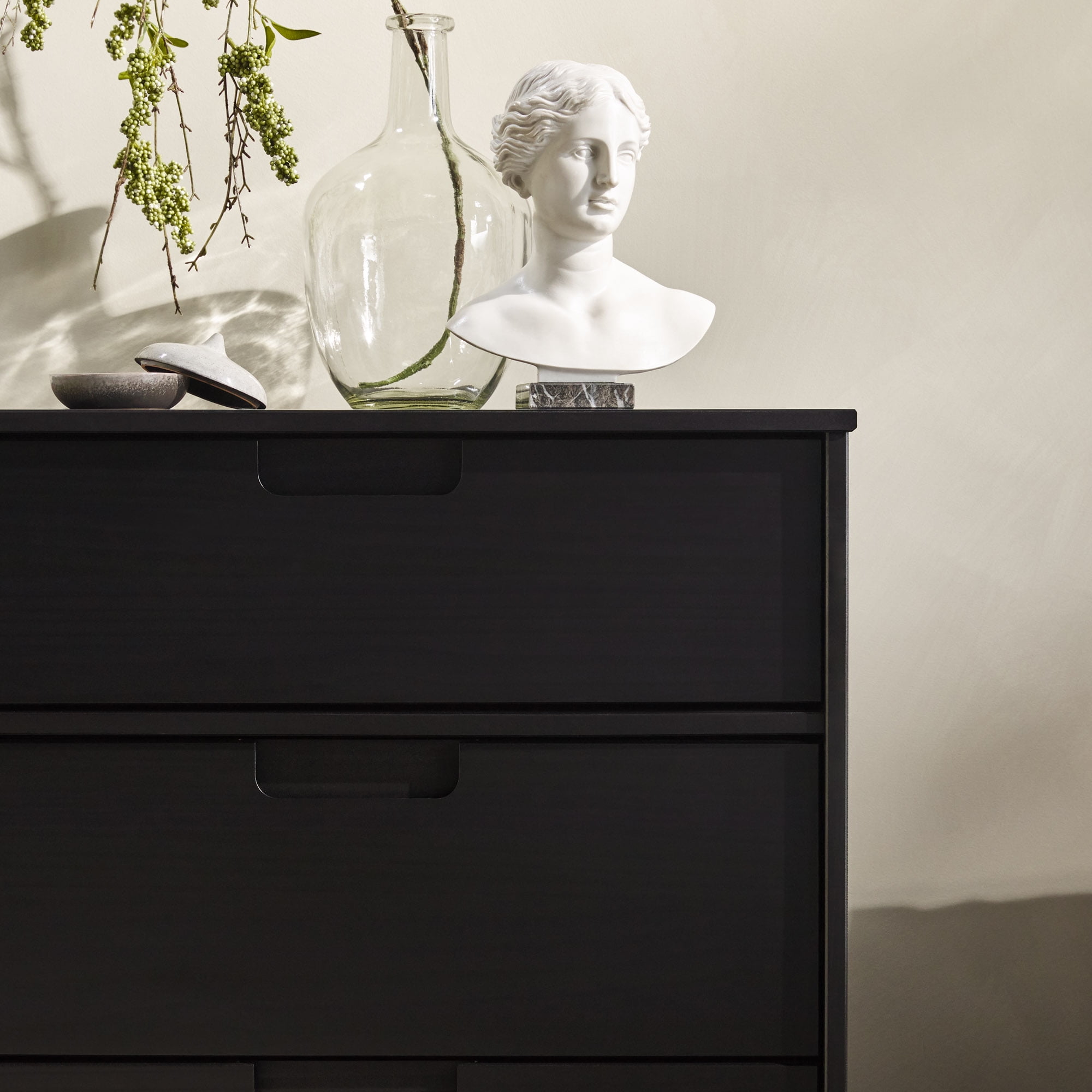Walker Edison Mid-Century Modern 6-Drawer Solid Wood Dresser, Black