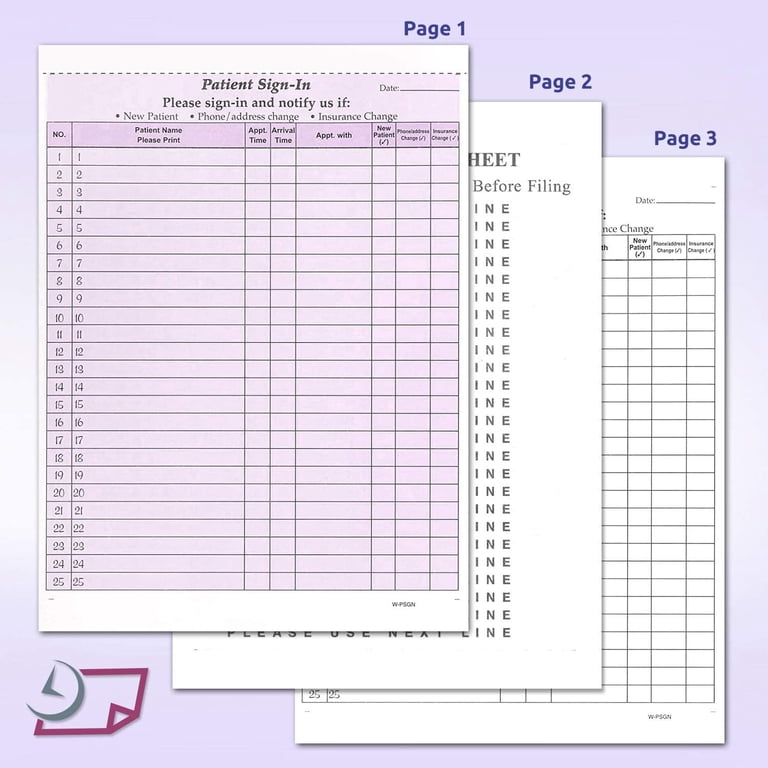 HIPAA Compliant Patient Sign-In Forms – 3-Part Confidential Log Sheets, Pack Of 50 Sets (1250 Visits) 3 thumbnail image