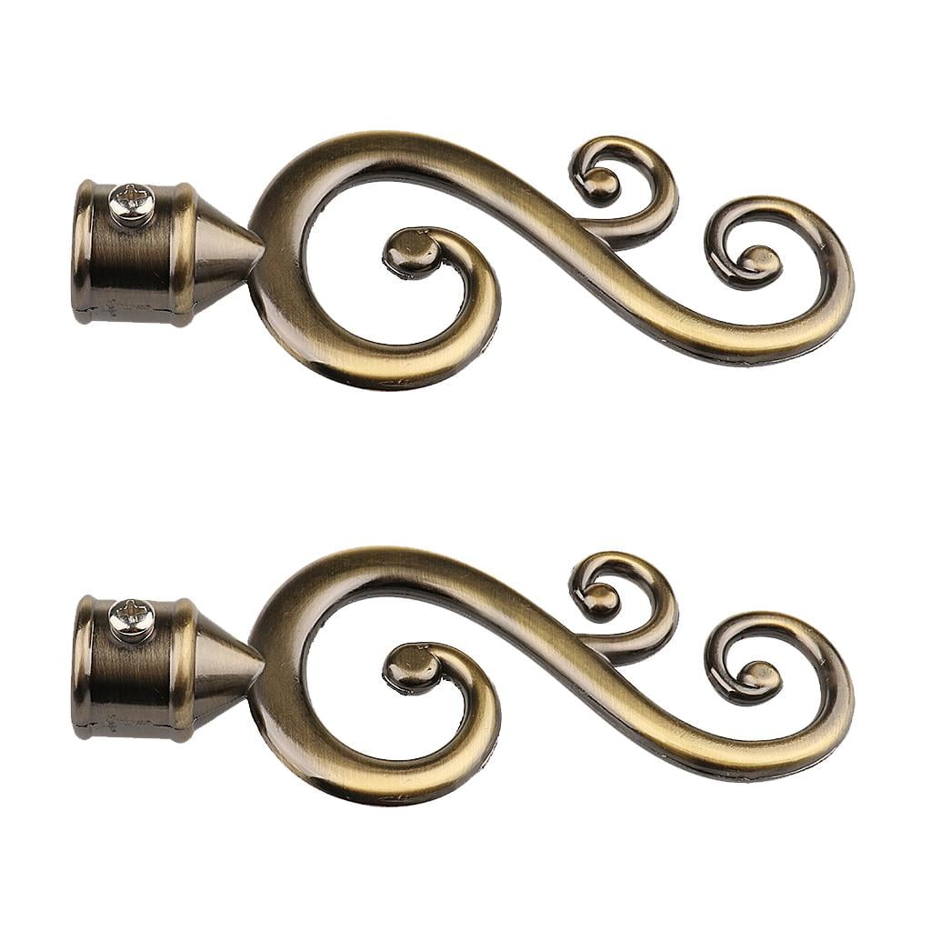 Window Drapery Curtain Rods Poles Iron Ends Caps Finials Copper 2pcs