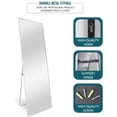 thumbnail image 3 of 65 in x 22 in White Contemporary Full Length Floor Leaner Mirror, 3 of 6