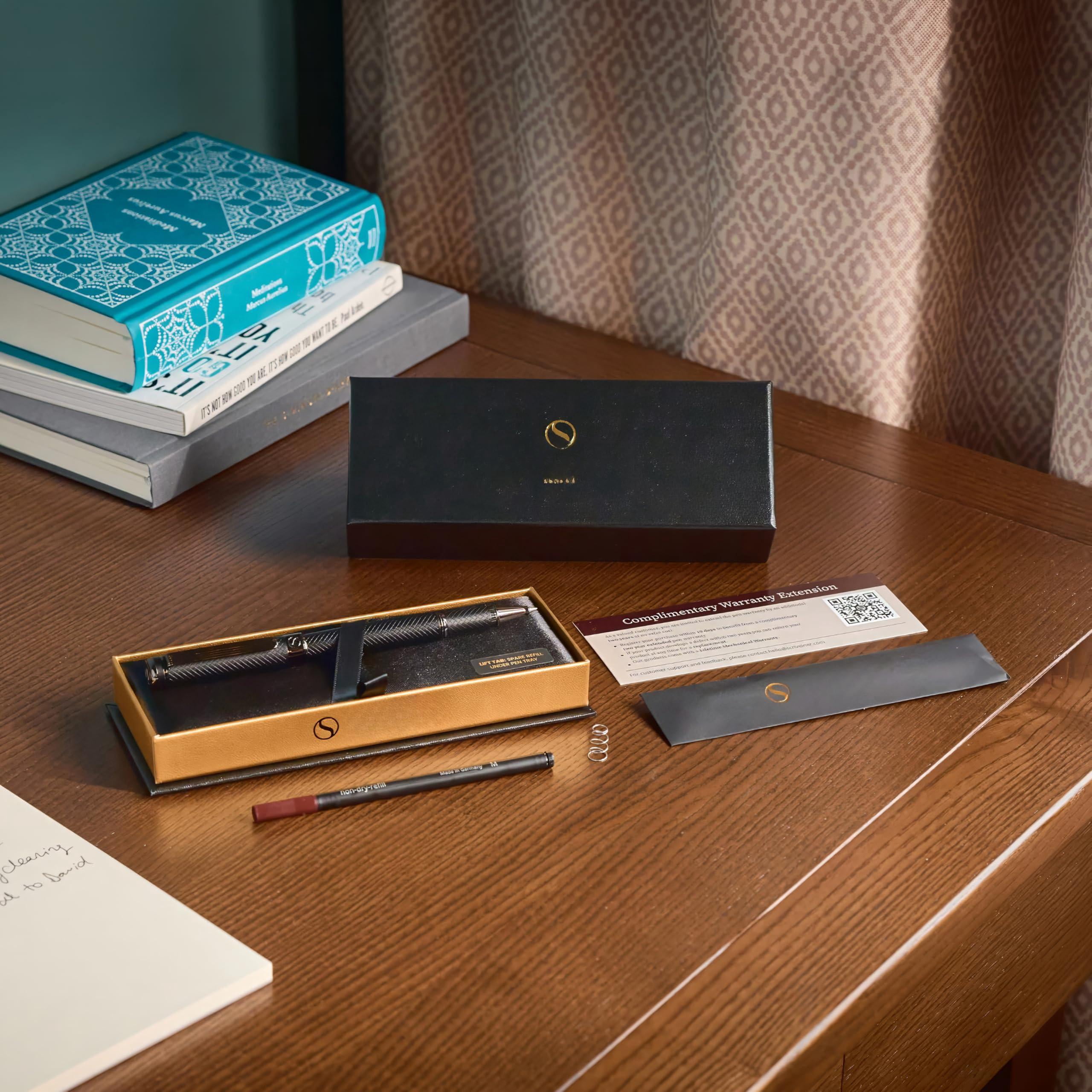 All Black Rollerball Pen - Stunning Luxury Metal Matt  Schmidt Ink Refill Roller Ball Gift Set For Men & Women Professional Executive Office Nice Pens