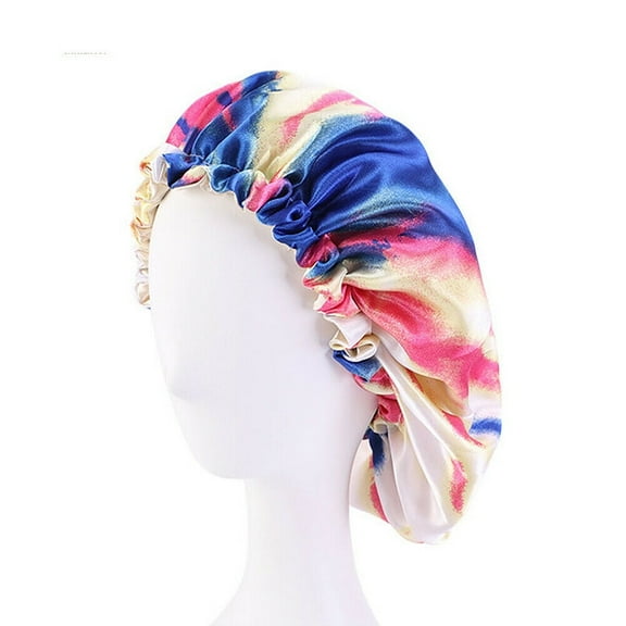 Double-sided Satin Night Sleep Cap Hair Bonnet Hat Head Cover w/ Elastic Band