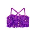 thumbnail image 5 of YiZYiF Kids Girls Shiny Sequin Camisole Crop Top with Skirt 2-Piece Modern Jazz Latin Dance Outfits Purple 16, 5 of 7