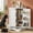 White, variant on Dog Storage Cabinet with Bowls, Pet Food Storage Cabinet with Adjustable Shelves, Hidden Dog Feeding Station with Hooks, Letter Stickers, Pet Storage Organizer for Cats and Dogs