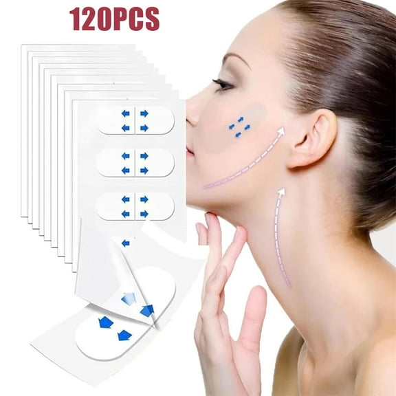 GIXUSIL 120Pcs Invisible Face Tape, Face Lift Tape, Neck Tape Lifting Invisible Facelift Transparentes Bands, Instant Makeup Face Lift Tools for Lifting Eyes Double Chin Sagging Skin
