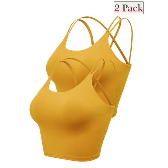 2Pack Women Leopard Printed Sexy Padded Push Up Bralet Bra Vest Tank Crop Tops Underwear Casual Scoop Neck Sleeveless Cropped Tops Strappy Back Tank Tops