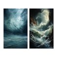 thumbnail image 2 of Designart "Ocean Storm euphony I" Storms Wall Art Set Of 2 - Teal Landscapes Canvas Set For Living Room Decor, 2 of 7