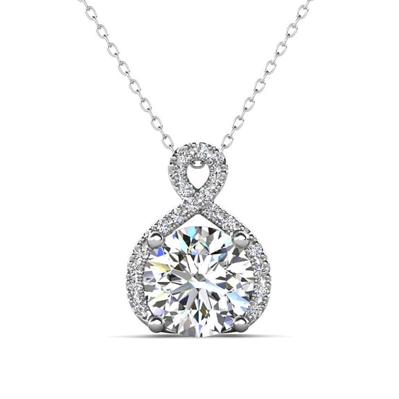 Cate & Chloe Alessandra Collier en Argent Plaqué Or Blanc 18k avec Diamants Simulés pour Femmes