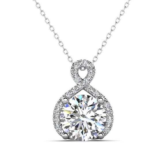 Cate & Chloe Alessandra 18k White Gold Plated Silver Necklace with Simulated Diamonds for Women