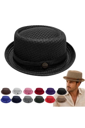 Breathable Sun Protection Cap Lightweight Mesh Pork Pie Hats for Men Dress Bowler Women Salt Mafia Black Derby Black