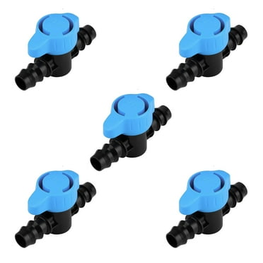 Pro Grade 16mm Drip Irrigation 1/2 inch Barbed Valve, Drip Line Parts 1/2" Shut Off Valve Fits for 1/2 Inch Drip Irrigation Tubing (.570-.620" ID) for Drip or Sprinkler Systems (5)