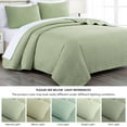 thumbnail image 5 of Chezmoi Collection Austin King Oversized Bedspread Set, 3-Piece Lightweight Microfiber Quilted Coverlet for All Seasons, Sage, 5 of 9
