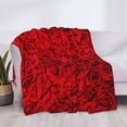 thumbnail image 3 of Disketp Red Rose Flannel Blankets - Thick and Warm Blanket for Winter, Soft Fuzzy Plush King Blanket for All Seasons50"x40", 3 of 6