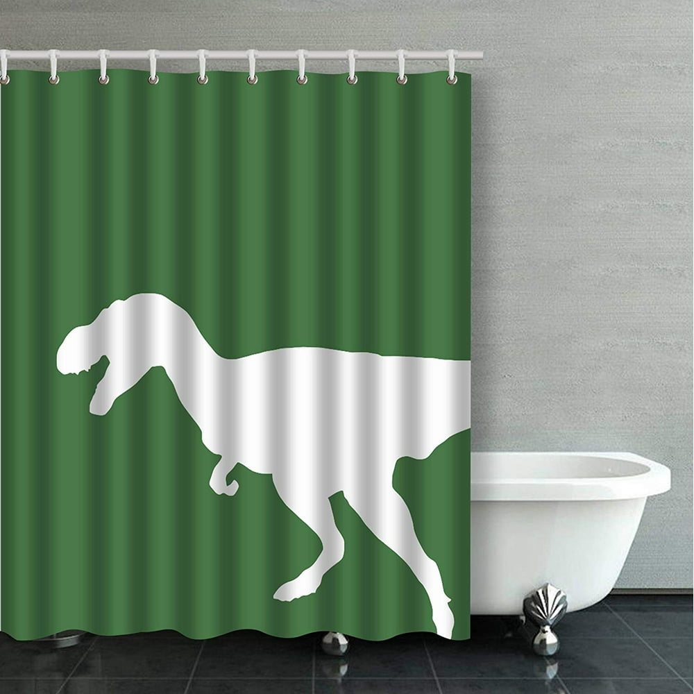 ARTJIA Dinosaur Emerald Green Bathroom Shower Curtain 66x72 inches