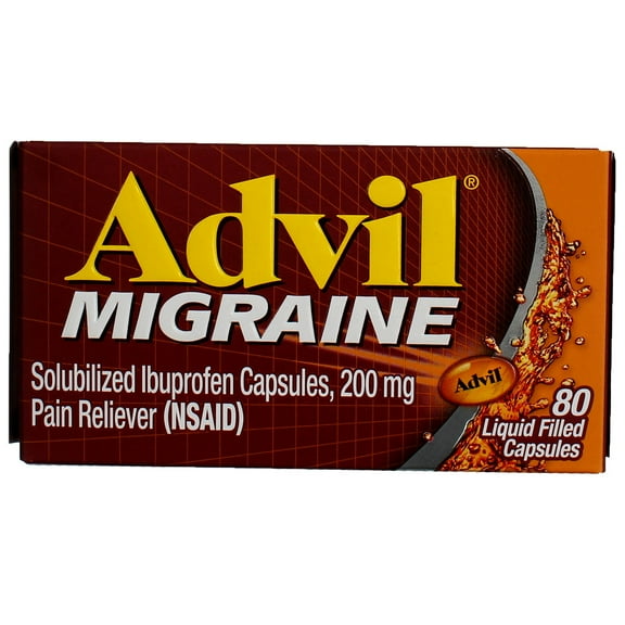 Advil Migraine Pain Reliever Liquid Filled Capsules 80 Capsules (Pack of 2)