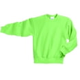 thumbnail image 4 of Port & Co Teen Unisex Regular Plain Long Sleeves Sweatshirt Neon Green Small, 4 of 5