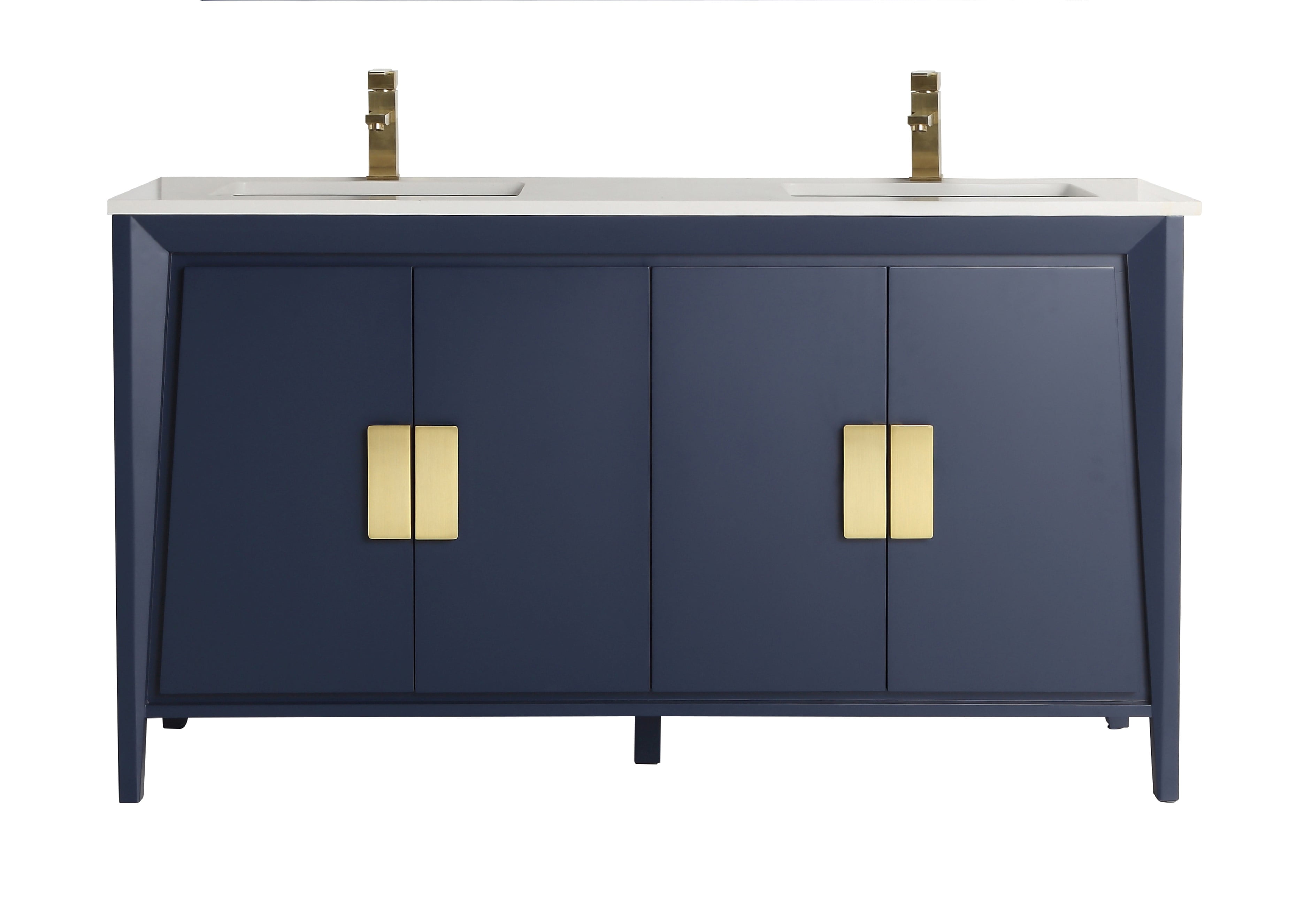 60" Larvotto Navy Blue Contemporary Double Sink Bathroom Vanity - CL ...