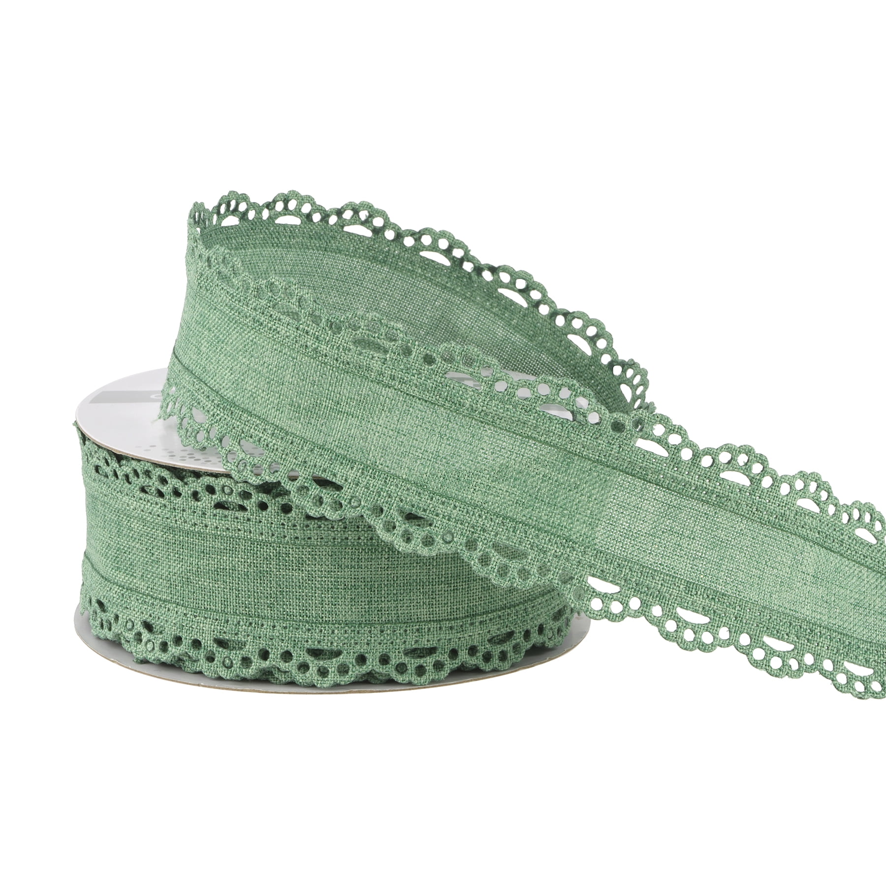 12 Pack: 1.5" x 4yd. Lace Edge Linen Wired Ribbon by Celebrate It Classic