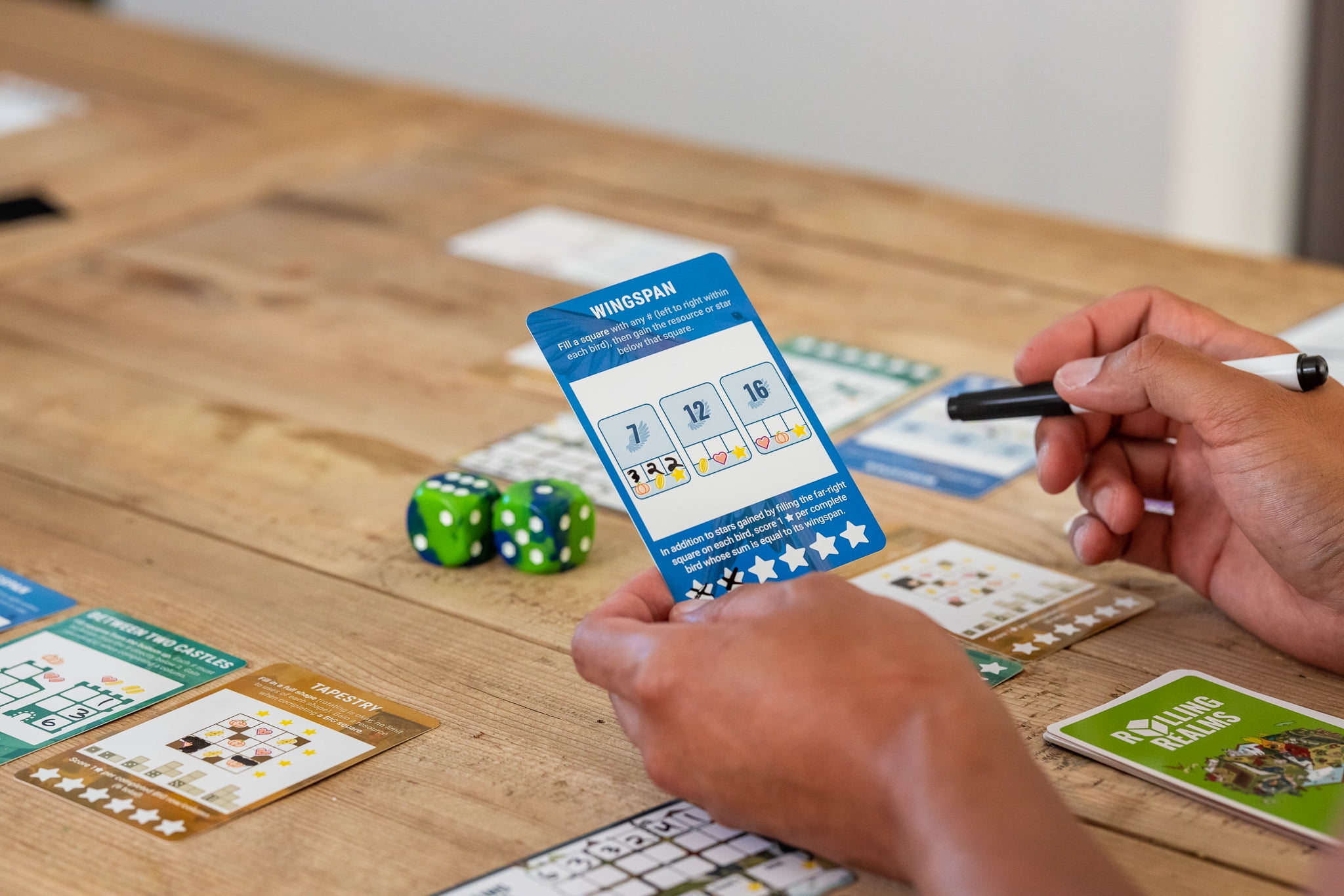 Rolling Realms by Jamey Stegmaier - A Roll-and-Write Strategy Board Game from Stonemaier Games