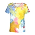 thumbnail image 4 of Hauts d'Été pour Femmes Grande Taille Femmes Été Blouse Imprimée T-Shirts Décontractés Col en V Manches Courtes T-Shirts Hauts Col en V T-Shirt Femmes en Liquidation, 4 of 5