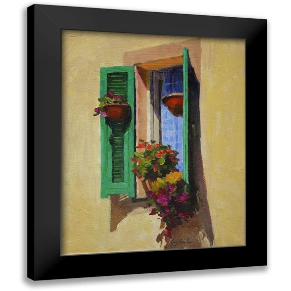 Strube, Ling 12x14 Black Modern Framed Museum Art Print Titled - Window with Flowers
