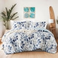 thumbnail image 3 of Regency Heights Full/Queen Comforter Sets, Reversible Seersucker Floral Bedding Sets, 3 Piece Lightweight Navy/Blue Botanical Flowers Comforter Bed Set with Pillow Shams, 3 of 12