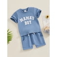 thumbnail image 2 of Bagilaanoe 2pcs Toddler Baby Boy Shorts Set Short Sleeve Letter Print T Shirt Tops + Shorts 6M 12M 18M 24M 3T Kids Casual Summer Clothes, 2 of 8