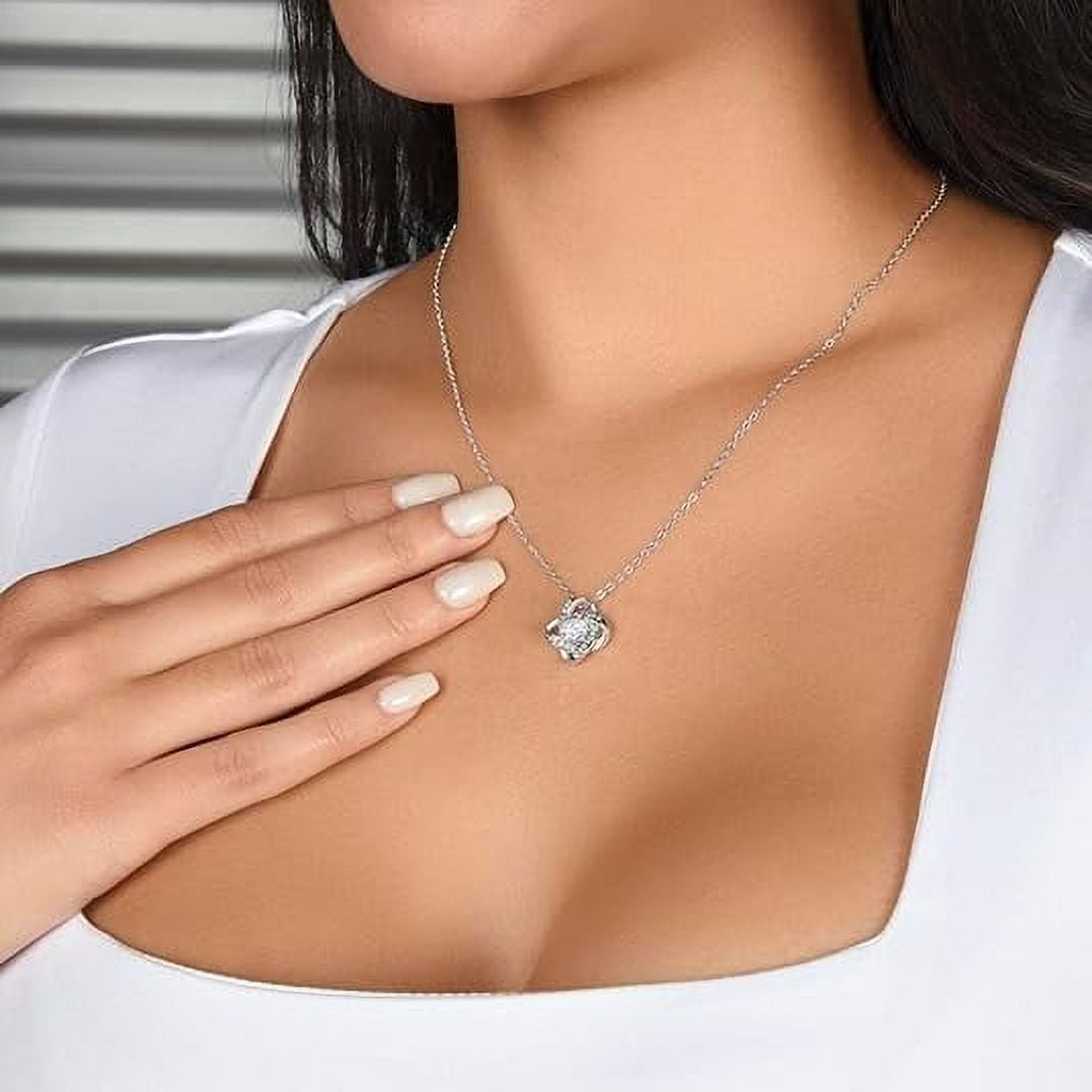 Birthday Gift For Mom With Heartfelt Message Card & Elegant Gift Box, Mother's Day Gift For Mom From Son, Love Knot Necklace For Mother, Zircon Jewelry for Women
