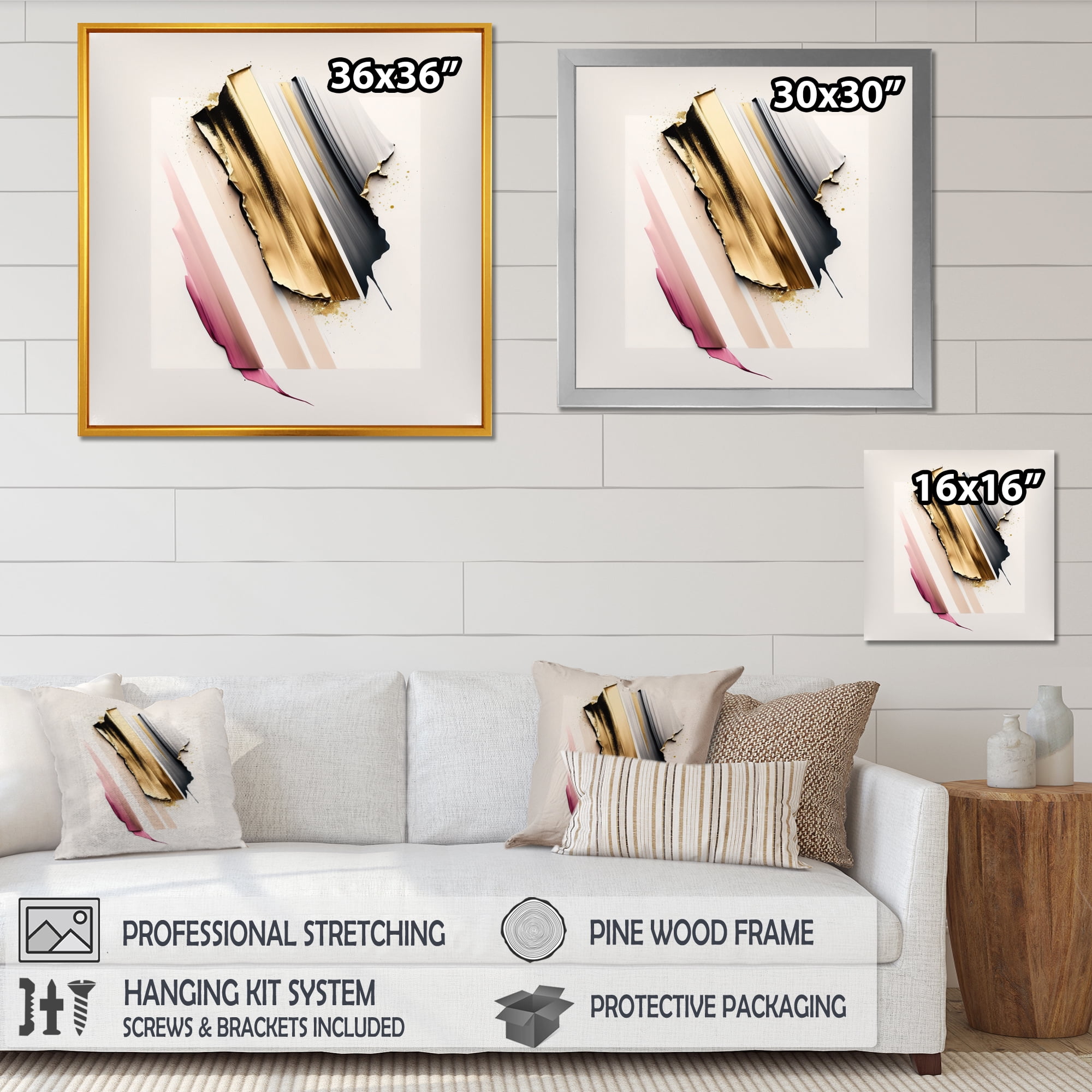 Designart Abstract Geode Watercolor Gold II Canvas Wall Art