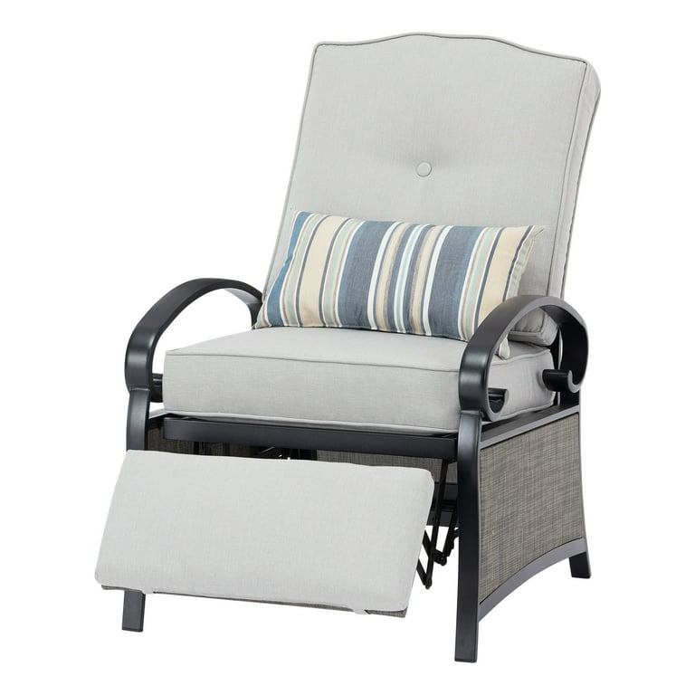 Mainstays Ashwood Outdoor Cushioned Recliner Chair Gray Walmart