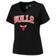 thumbnail image 2 of Women's Profile Black Chicago Bulls Plus Size Arch Over Logo V-Neck T-Shirt, 2 of 3