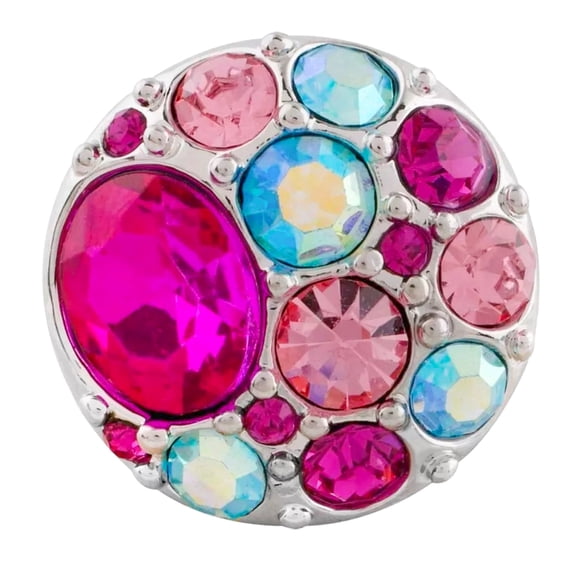 Snap Jewelry 18MM Rhinestone Cluster Ginger Charm in Pink and Blue for Interchangeable Accessories