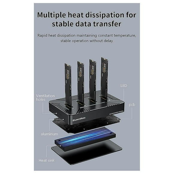 Four Disk Drive Hard Drive Base M.2 Sata/nvme Dual Protocol Online Reading Writing Ssd External Drive Base Eu Plug