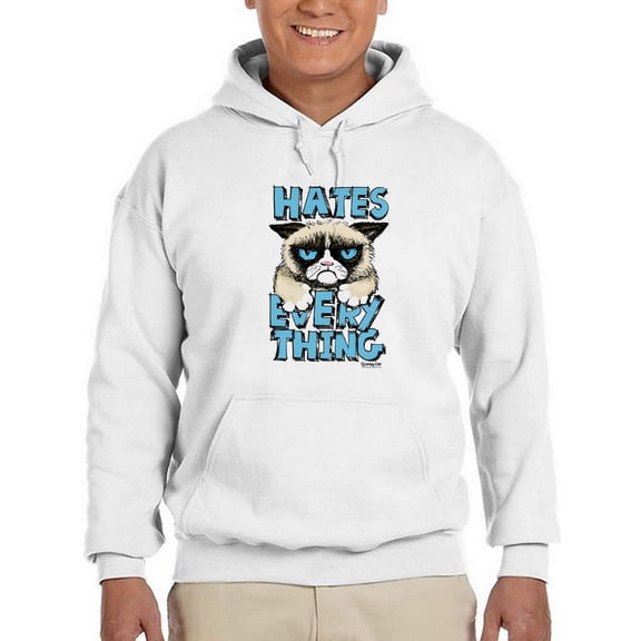 Grumpy Cat Hates Everything Hoodie Men -T-Line Designs, Male XX-Large