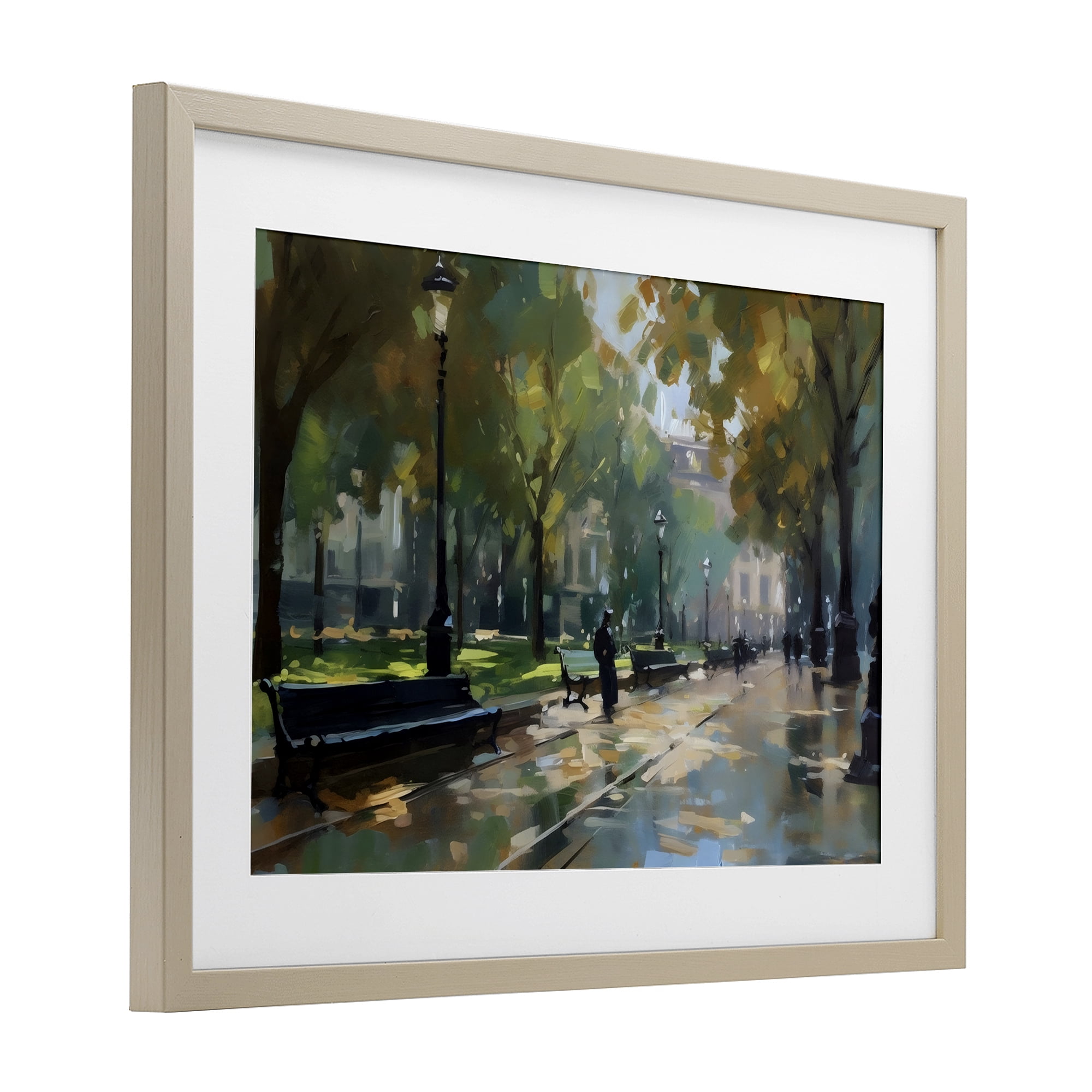 Stupell Industries Park Promenade on Rainy Day Birch Framed Print Under Glass, design by Creative Studio