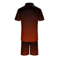 thumbnail image 5 of MNCEKFOD Two Piece Sets for Men Gradient Collared Shirt Zipper Top with Comfy Elastic Waist Shorts Casual Tracksuit Set Coffee L, 5 of 5