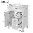 thumbnail image 2 of 24" Elegant French Compact Freestanding Cabinet, Bathroom Storage Unit with Adjustable Shelf, Modern Small Bathroom Vanity with Ceramic Sink for Bathroom, White, 2 of 10