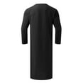 thumbnail image 5 of BADHUB Men's Big and Tall Linen Robes Long Sleeve Muslim Robe Button Up Side Split Kaftan Thobe with Pockets Black 4XL, 5 of 5