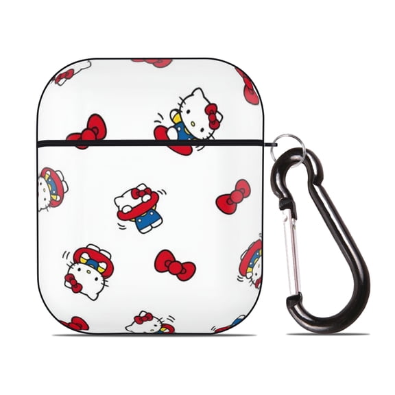Hello kitty AirPods 2nd Generation Protective Case (Hard Shell Black) AirPods Protective Case PC Protective Case Buckle, Compatible with Apple AirPods 2nd Generation Charging Box