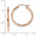 thumbnail image 2 of Beautiful 10K Rose Gold Polished 2mm Tube Hoop Earrings, 2 of 2