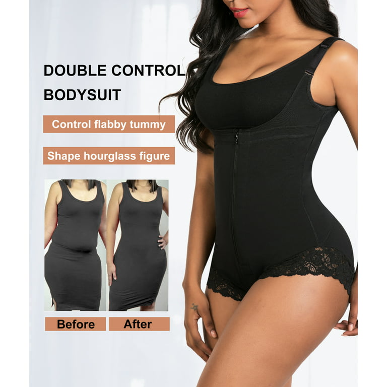 YIANNA Fajas Colombianas Women Shapewear Tummy Control Body Shaper  Reductoras Waist Trainer Bodysuit Black-S